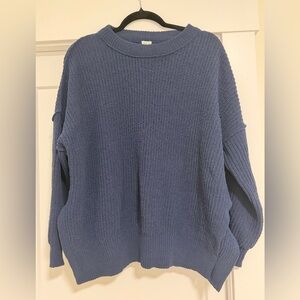 Cozy Blue Oversized Knit Sweater - Women's